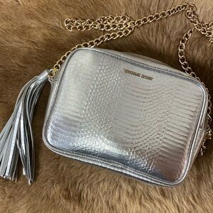 Victoria’s Secret Silver Python Print Crossbody Bag Purse